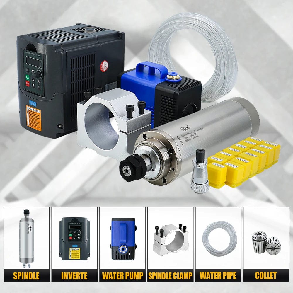 Planet Gates 380v / brazil Sales Water Cooling Spindle Motor Kit 2.2kw 2200w  Round Spindle 24000RPM + VFD Inverter With RS485 + 13pcs ER20 For CNC Milling