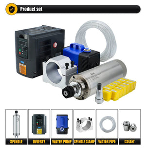 Planet Gates 380v / brazil Sales Water Cooling Spindle Motor Kit 2.2kw 2200w  Round Spindle 24000RPM + VFD Inverter With RS485 + 13pcs ER20 For CNC Milling