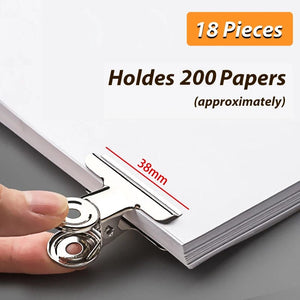 Planet Gates 38mm 18pcs Stainless Steel Multi-functional Metal Clamp Paper Clips Strong Binder School Office Household Stationery Supplies