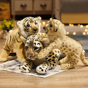 Planet Gates 39-58cm Simulation Lion Tiger Leopard Plush Toys Home Decor Stuffed Cute Animals Dolls Soft Real Like Pillow for Kids Boys Gift