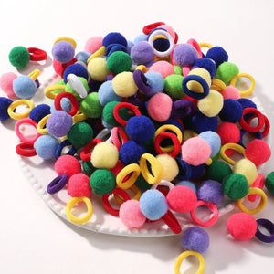Planet Gates 3940-2 / 20pcs 20pcs Kids Elastic Hair Bands Girls Plush Ball Rubber Band For Children Sweets Scrunchie Hair Ties Clip Baby Hair Accessories