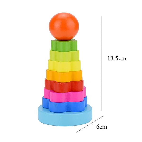 Planet Gates 3A Rainbow Rainbow Stacker Wooden Ring Educational Toy Kids Tower Stack Up Blocks Color Shape Game Baby Montessori Toys for Children Gifts
