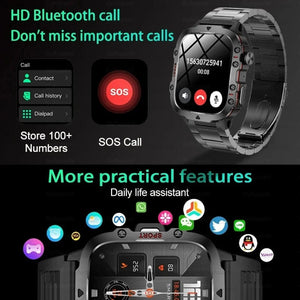 Planet Gates 3ATM Waterproof / Black For Xiaomi Military GPS Tracker Smart Watch Men IP68 5ATM Outdoor Sports Fitness Tracker Health Monitor 1.96" BT Call Smartwatch