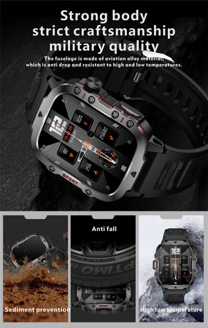 Planet Gates 3ATM Waterproof / Black For Xiaomi Military GPS Tracker Smart Watch Men IP68 5ATM Outdoor Sports Fitness Tracker Health Monitor 1.96" BT Call Smartwatch