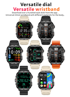 Planet Gates 3ATM Waterproof / Black For Xiaomi Military GPS Tracker Smart Watch Men IP68 5ATM Outdoor Sports Fitness Tracker Health Monitor 1.96" BT Call Smartwatch