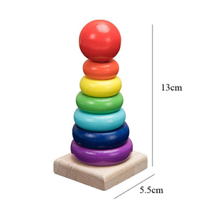 Planet Gates 3B Rainbow Rainbow Stacker Wooden Ring Educational Toy Kids Tower Stack Up Blocks Color Shape Game Baby Montessori Toys for Children Gifts
