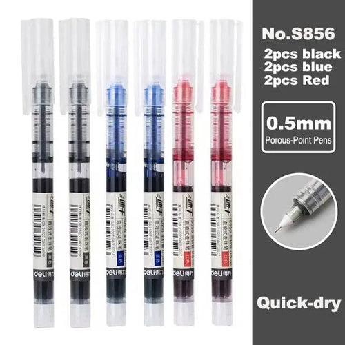 Planet Gates 3colors-6pcs / CHINA Deli 6/10pcs Rollerball Pen Set 0.5mm Black Blue Red Quick-drying Ink Gel Pens Stationery Supplies Student Writing Signature Pen