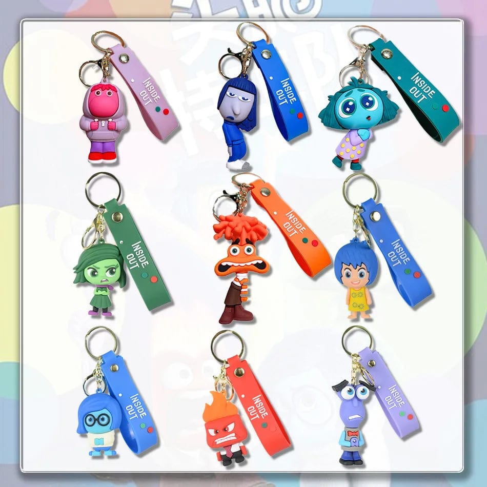 Planet Gates 3D Anime Figures Doll Brain Agent Team INSIDE OUT Cartoon Keychain Car Keychain Ring Pendant Animation Action Figure Small Gift