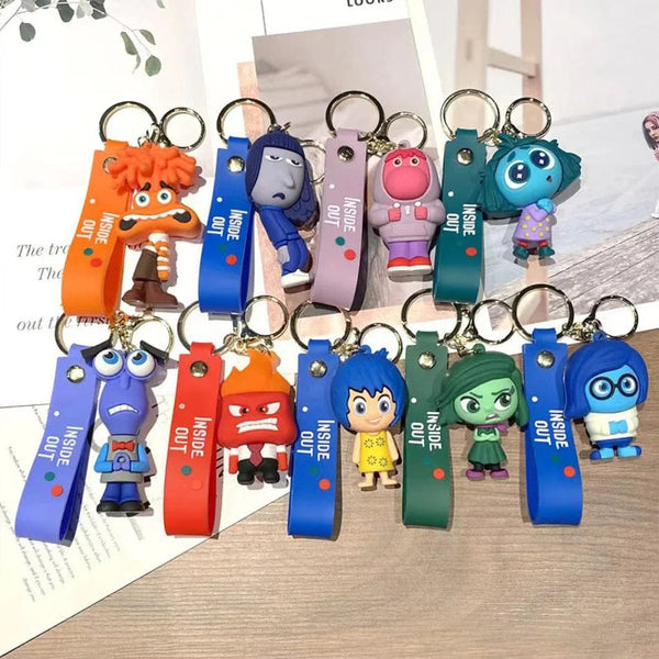 Planet Gates 3D Anime Figures Doll Brain Agent Team INSIDE OUT Cartoon Keychain Car Keychain Ring Pendant Animation Action Figure Small Gift