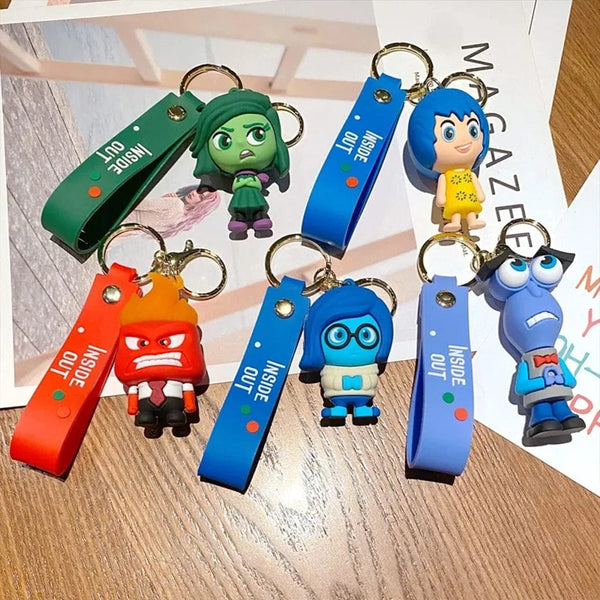 Planet Gates 3D Anime Figures Doll Brain Agent Team INSIDE OUT Cartoon Keychain Car Keychain Ring Pendant Animation Action Figure Small Gift