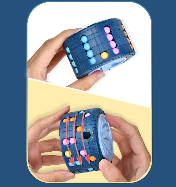 Planet Gates 3D Cylinder Cube Toy Magical Bean Gyro Rotate Slide Puzzle Games Relieve Stress Children Educational Montessori Infant Toys Gift