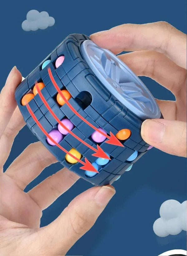 Planet Gates 3D Cylinder Cube Toy Magical Bean Gyro Rotate Slide Puzzle Games Relieve Stress Children Educational Montessori Infant Toys Gift