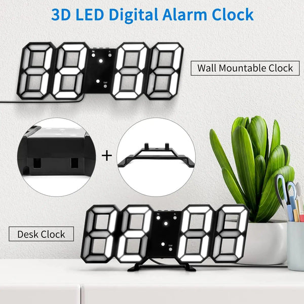 Planet Gates 3D LED Digital Clock Luminous Fashion Wall Clock Multifunctional Creative USB Plug In Electronic Clock Home Decoration