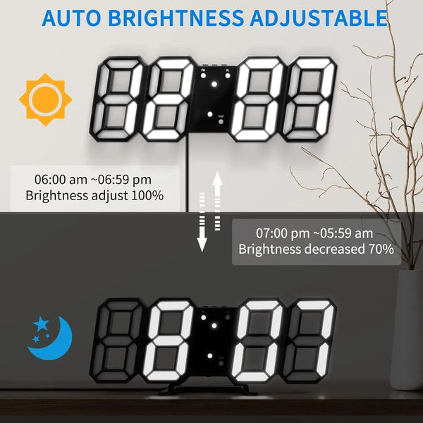 Planet Gates 3D LED Digital Clock Luminous Fashion Wall Clock Multifunctional Creative USB Plug In Electronic Clock Home Decoration