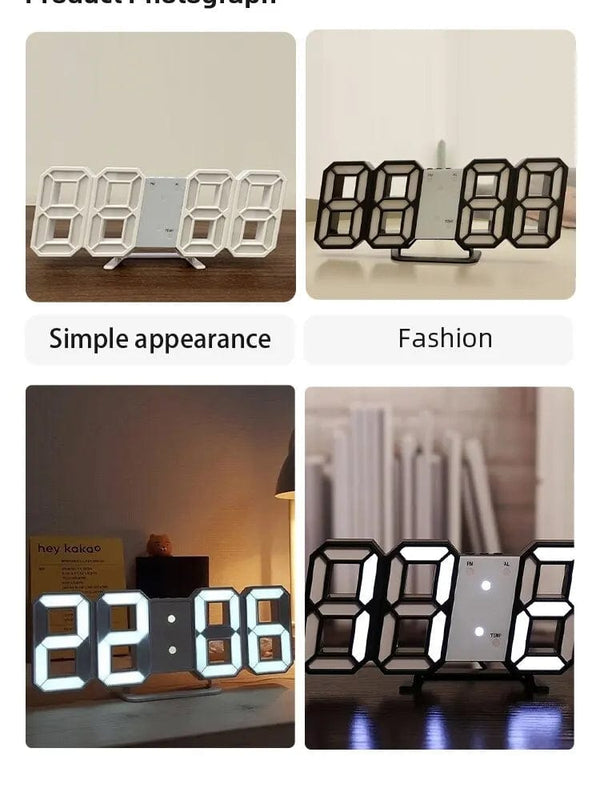 Planet Gates 3D LED Digital Clock Luminous Fashion Wall Clock Multifunctional Creative USB Plug In Electronic Clock Home Decoration