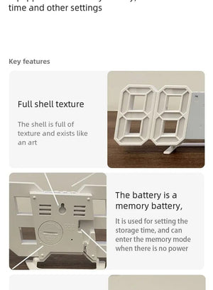 Planet Gates 3D LED Digital Clock Luminous Fashion Wall Clock Multifunctional Creative USB Plug In Electronic Clock Home Decoration