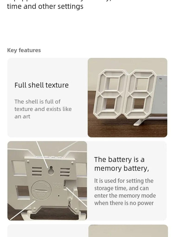 Planet Gates 3D LED Digital Clock Luminous Fashion Wall Clock Multifunctional Creative USB Plug In Electronic Clock Home Decoration