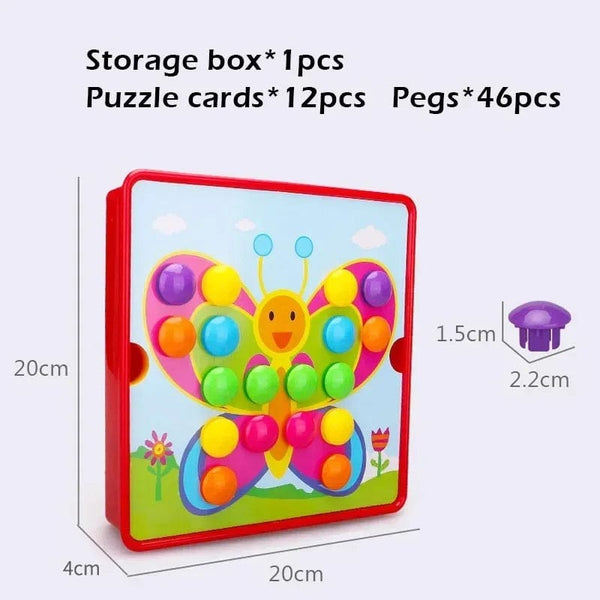 Planet Gates 3D Mushroom Nail Puzzle Jigsaw Toy Montessori Baby Toys Cartoon Animal Puzzles Game Kids Early Educational Toys Children Gifts