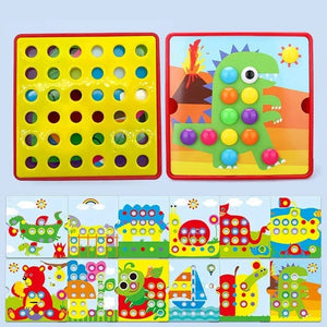 Planet Gates 3D Mushroom Nail Puzzle Jigsaw Toy Montessori Baby Toys Cartoon Animal Puzzles Game Kids Early Educational Toys Children Gifts