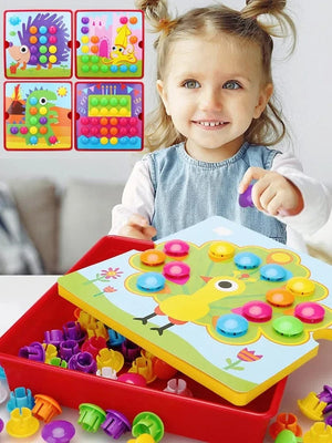 Planet Gates 3D Mushroom Nail Puzzle Jigsaw Toy Montessori Baby Toys Cartoon Animal Puzzles Game Kids Early Educational Toys Children Gifts