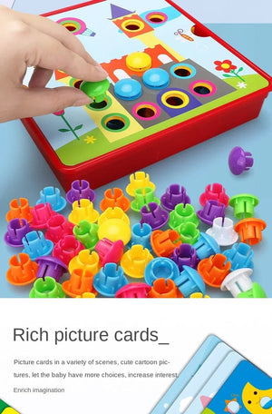 Planet Gates 3D Mushroom Nail Puzzle Jigsaw Toy Montessori Baby Toys Cartoon Animal Puzzles Game Kids Early Educational Toys Children Gifts