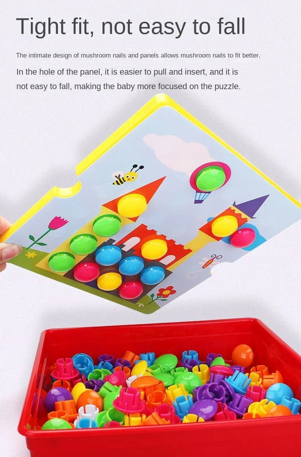Planet Gates 3D Mushroom Nail Puzzle Jigsaw Toy Montessori Baby Toys Cartoon Animal Puzzles Game Kids Early Educational Toys Children Gifts