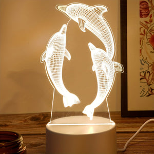 Planet Gates 3D Night Light 1pc 3D Dolphin Fish Night Light, USB LED Illusion Lamp For Room Home Decor, LED Table Lamp Xmas Home Love Birthday Children Kids Decor Toy Gift