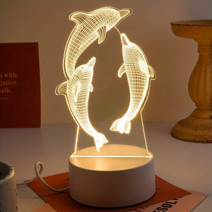 Planet Gates 3D Night Light 1pc 3D Dolphin Fish Night Light, USB LED Illusion Lamp For Room Home Decor, LED Table Lamp Xmas Home Love Birthday Children Kids Decor Toy Gift