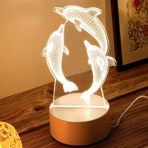 Planet Gates 3D Night Light 1pc 3D Dolphin Fish Night Light, USB LED Illusion Lamp For Room Home Decor, LED Table Lamp Xmas Home Love Birthday Children Kids Decor Toy Gift