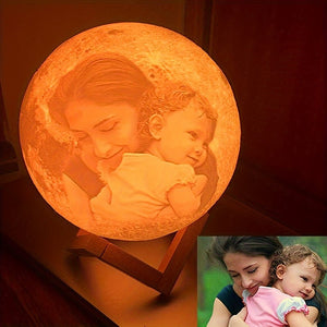 Planet Gates 3D Printed Photo Moon Lamp Night Light Customizable Home Decoration USB Rechargeable with Remote Control 16 Color Lights Ideal Birthday Gift