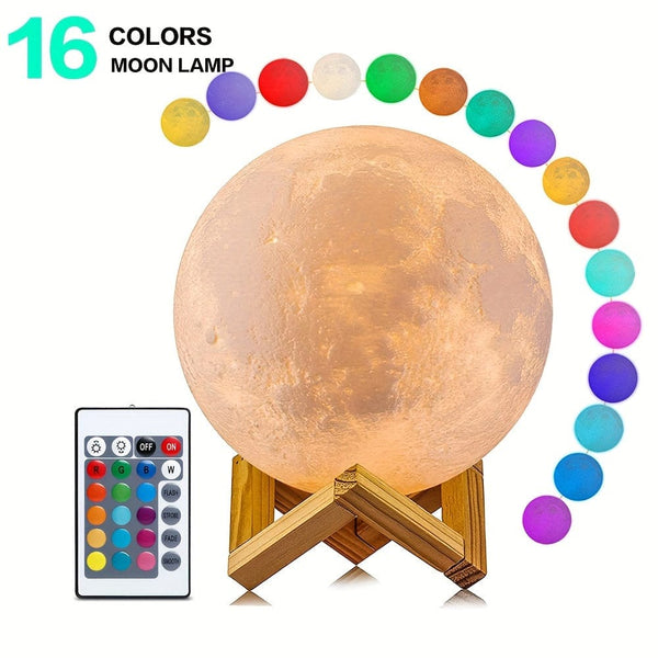Planet Gates 3D Printed Photo Moon Lamp Night Light Customizable Home Decoration USB Rechargeable with Remote Control 16 Color Lights Ideal Birthday Gift