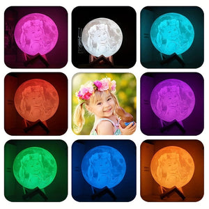Planet Gates 3D Printed Photo Moon Lamp Night Light Customizable Home Decoration USB Rechargeable with Remote Control 16 Color Lights Ideal Birthday Gift