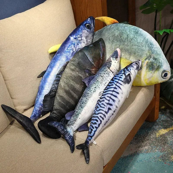 Planet Gates 3D Simulation Fish Plush Toys Stuffed Tuna Salmon Autumn Saury Grouper Plush Pillow Creative Sofa Pillow Cushion Gift Kids Toy