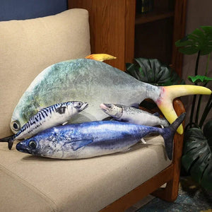 Planet Gates 3D Simulation Fish Plush Toys Stuffed Tuna Salmon Autumn Saury Grouper Plush Pillow Creative Sofa Pillow Cushion Gift Kids Toy