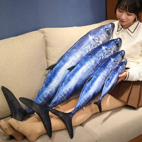 Planet Gates 3D Simulation Fish Plush Toys Stuffed Tuna Salmon Autumn Saury Grouper Plush Pillow Creative Sofa Pillow Cushion Gift Kids Toy
