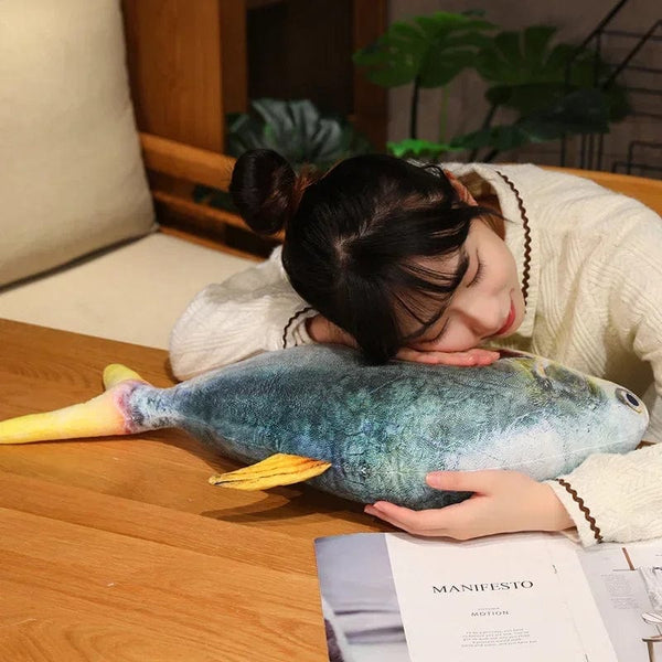 Planet Gates 3D Simulation Fish Plush Toys Stuffed Tuna Salmon Autumn Saury Grouper Plush Pillow Creative Sofa Pillow Cushion Gift Kids Toy