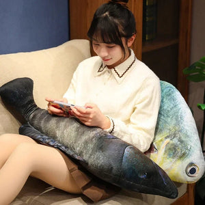 Planet Gates 3D Simulation Fish Plush Toys Stuffed Tuna Salmon Autumn Saury Grouper Plush Pillow Creative Sofa Pillow Cushion Gift Kids Toy