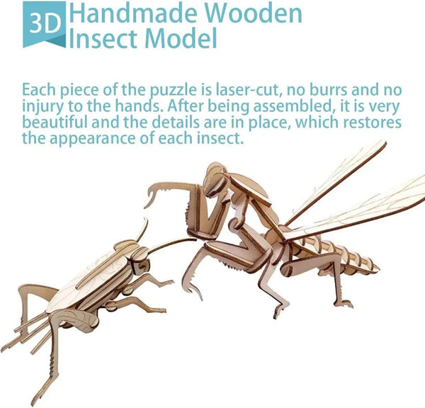 Planet Gates 3D Wooden Insect Puzzle Animal Skeleton Assembly Model Puzzle DIY Wooden Crafts 3D Puzzle STEM Toys Gifts for Kids Adults Teens