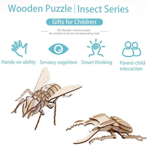 Planet Gates 3D Wooden Insect Puzzle Animal Skeleton Assembly Model Puzzle DIY Wooden Crafts 3D Puzzle STEM Toys Gifts for Kids Adults Teens