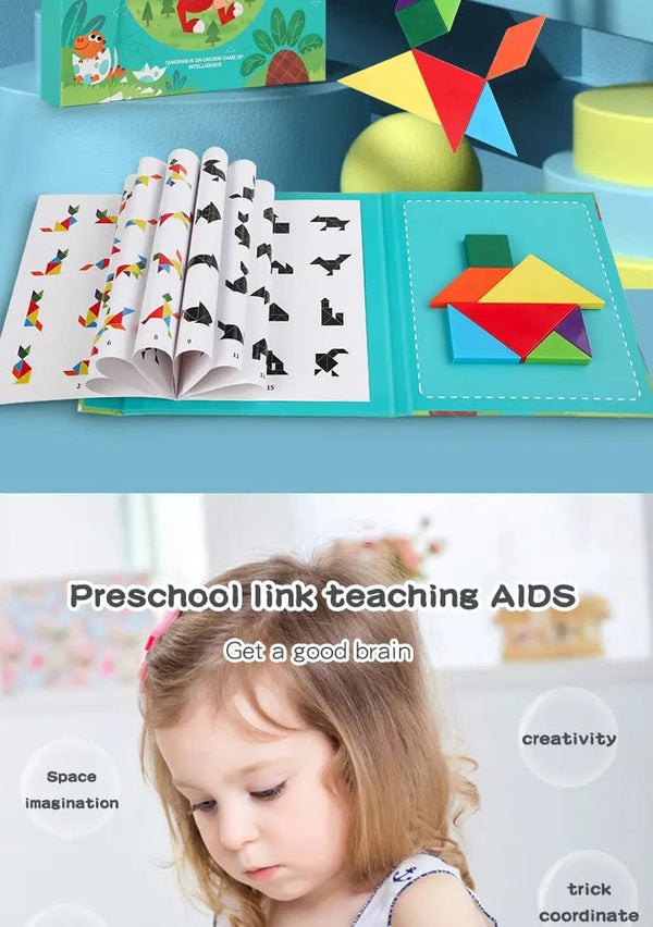 Planet Gates 3D Wooden Magnetic Jigsaw Puzzle Games Geometric Shapes Tangram Toy  Montessori Early Education Sorting For Toys Children Gifts