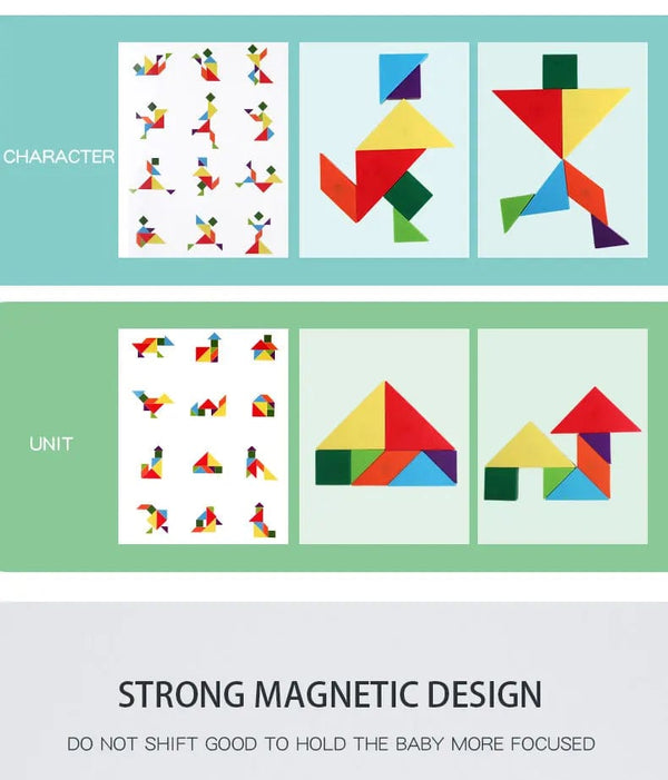 Planet Gates 3D Wooden Magnetic Jigsaw Puzzle Games Geometric Shapes Tangram Toy  Montessori Early Education Sorting For Toys Children Gifts