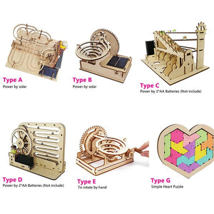 Planet Gates 3D Wooden Puzzle DIY Assemble Mechanical Marble Run Gear Model Building Kit Steam Science Puzzles Educational Toys Gift for Kids