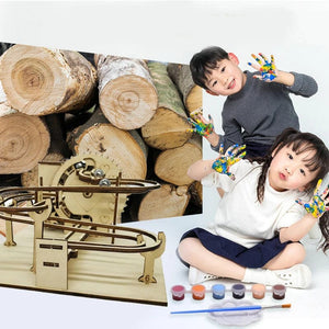 Planet Gates 3D Wooden Puzzle DIY Assemble Mechanical Marble Run Gear Model Building Kit Steam Science Puzzles Educational Toys Gift for Kids