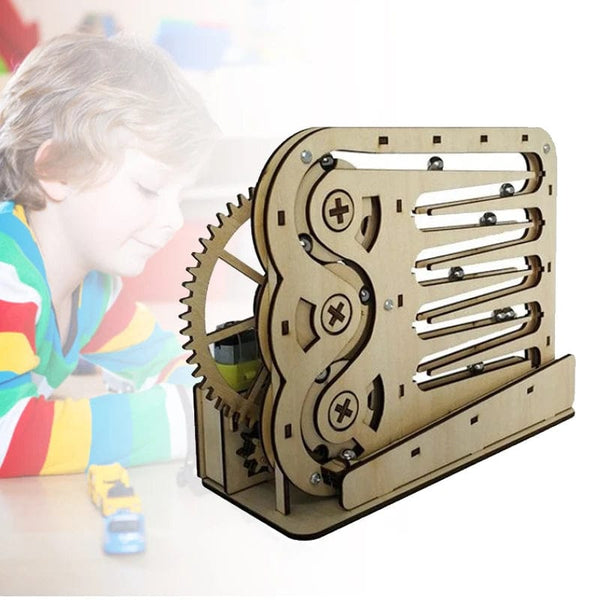 Planet Gates 3D Wooden Puzzle DIY Assemble Mechanical Marble Run Gear Model Building Kit Steam Science Puzzles Educational Toys Gift for Kids