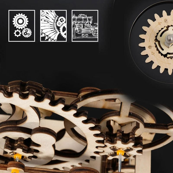 Planet Gates 3D Wooden Puzzle DIY Assemble Mechanical Marble Run Gear Model Building Kit Steam Science Puzzles Educational Toys Gift for Kids