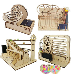 Planet Gates 3D Wooden Puzzle DIY Assemble Mechanical Marble Run Gear Model Building Kit Steam Science Puzzles Educational Toys Gift for Kids