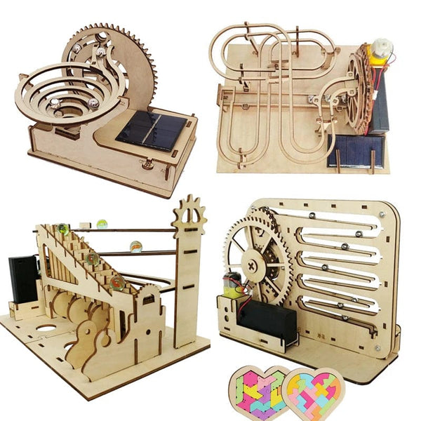 Planet Gates 3D Wooden Puzzle DIY Assemble Mechanical Marble Run Gear Model Building Kit Steam Science Puzzles Educational Toys Gift for Kids