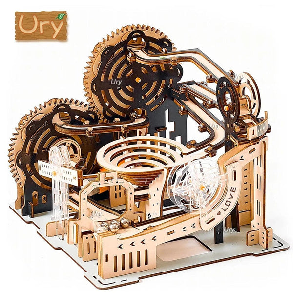 Planet Gates 3D Wooden Puzzle Marble Run Set DIY Mechanical Track Electric Manual Model Building Block Kits Assembly Toy Gift for Teens Adult