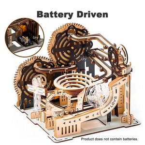 Planet Gates 3D Wooden Puzzle Marble Run Set DIY Mechanical Track Electric Manual Model Building Block Kits Assembly Toy Gift for Teens Adult