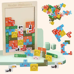 Planet Gates 3D Wooden Puzzle Toy Color Shape Cognition Brain Games for Children Wood Jigsaw Puzzles Toys Tangrams for Children Kids
